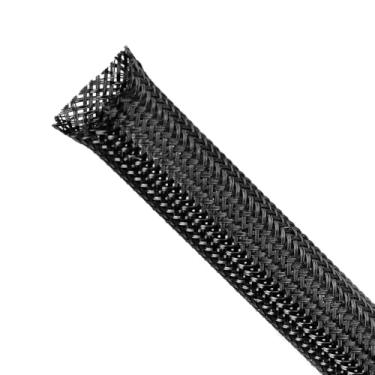 Imagem de Manga trançada, capa de cabo expansível de PET, gerenciamento de cabos de malha para TV, computador, home theater, protetores de cabos flexíveis de animais de estimação que não mastigam (preto, 1/20.3