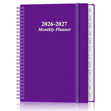 Imagem de Agenda mensal 2026-2027 - calendário mensal 20, novembro de 2025 a junho de 2027, duas páginas por mês, agenda de 23 x 28 cm com abas, encadernação forte de fio duplo, bolso interno, roxo