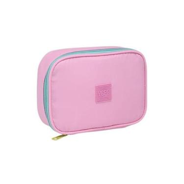 Imagem de Estojo Escolar Box Quadrado com Zíper Colorido Yepp,  Rosa claro