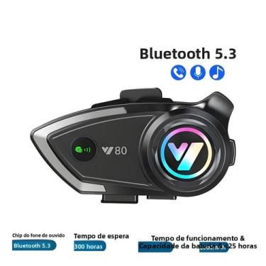 Imagem de Fone De Ouvido Bluetooth Para Capacete De Moto Y80 Sem Fio V5.3 Chamad