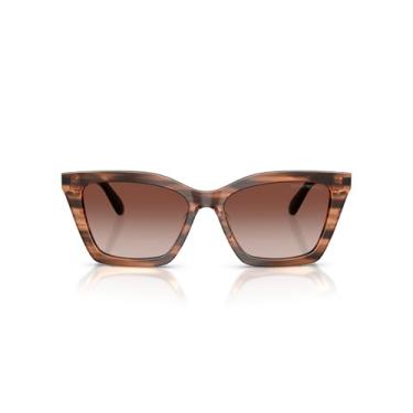 Imagem de Emporio Armani Óculos de sol femininos Ea4250u com ajuste universal borboleta, Marrom listrado brilhante/marrom gradiente, 54 mm