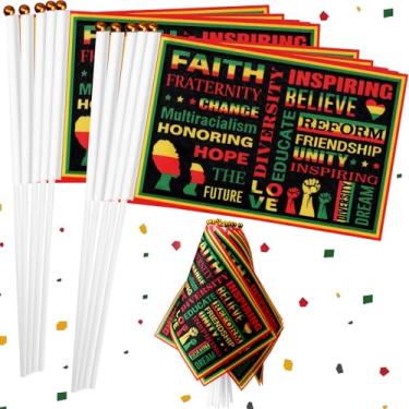Imagem de Outus 30 Pçs Mês da História Negra Pequenas Mini Bandeiras de História Preta Bandeira Portátil Juneteenth para Decoração de Celebração de Festival Afro-Americano Bandeiras Internacionais (Mês da