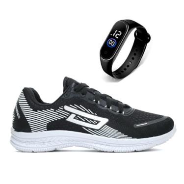 Imagem de Tenis Masculino Esportivo Leve Confortavel Corrida Caminha Academia + Relógio Digital (PTO, BR, Adulto, Numérico, 40)