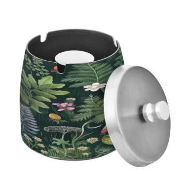 Imagem de Blueangle Cinzeiro de cogumelos silvestres com tampa para cigarros, à prova de vento/chuva, aço inoxidável, sem fumaça, inodoro, cinzeiro para uso interno ou externo (592)