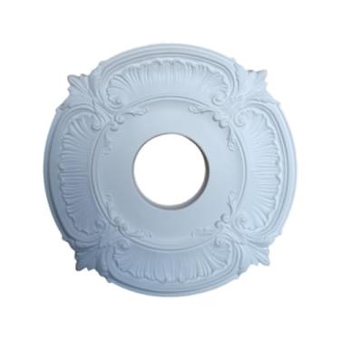 Imagem de MotiveTech Medalhão de teto em PU para luminárias e lustres, fácil de instalar, estilo retrô minimalista, peça de reposição decorativa para hotéis e residências.