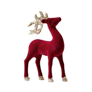Imagem de Fenteer Estatuetas de Renas de Natal, Esculturas de Alces, Artesanato Colecionável, Decoração de Natal, Estátuas de Renas em Pé para Lareira, Aniversário, Style a Red