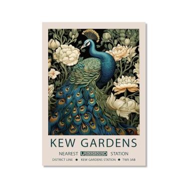 Imagem de William Morris Flower Birds Pavão Poster Kew Gardens Impressão em Tela Pintura Floral Arte de Parede Impressões Botânicas Sala de Estar Decoração de Casa (SKU3,50.8x76.2 cm =(50x75cm), Sem moldura)