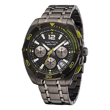 Imagem de Nautica Relógio masculino Tin Can Bay Chrono IP Gunmetal pulseira de aço inoxidável (modelo: NAPTCF210), Preto