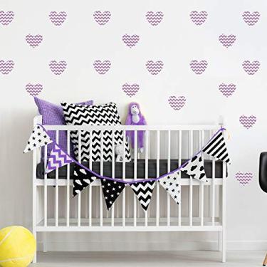 Imagem de Adesivo de Parede Infantil Coração Lilás Chevron