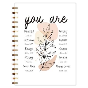 Imagem de Qnhij Cadernos espirais cristãos 13 x 20 cm, diário inspirador da Bíblia, diários de oração religiosa para mulheres, caderno de notas da igreja, diário das escrituras, caderno cristão para mulheres