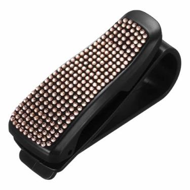 Imagem de HARFINGTON 1 peça de suporte de óculos de sol para carro com strass brilhante, clipe de óculos de sol, suporte para mulheres e homens, acessórios de viseira automotiva, peças de bilhete de recibo