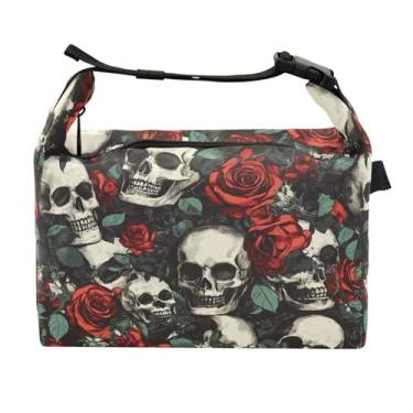 Imagem de STAYTOP Lancheira de caveiras e rosas com fivela de alça, lancheira isolada para meninos e meninas, lancheira térmica para trabalho escolar