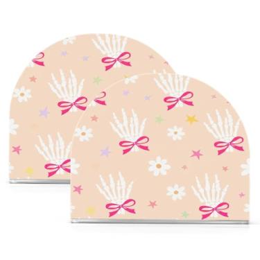 Imagem de Wassud Mãos de esqueleto com arcos porta-guardanapos de acrílico, dispensador de guardanapo de papel moderno em forma de U para mesa, cozinha, sala de jantar, bancada 2 peças (comporta 50-60