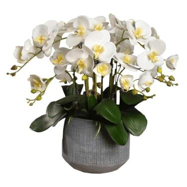 Imagem de LMJYU Orquídea Artificial Pu Flor Artificial com Vaso Bonsai Flores Phalaenopsis Artificiais 45,7 cm Orquídeas Falsas para Casa Floral