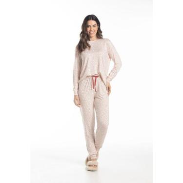 Imagem de Conjunto Pijama Feminino - Cor de Cacau, P, Corações vermelho
