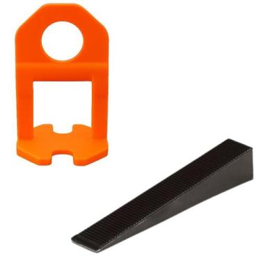 Imagem de Cunha Plástica Preta 50 Un + Nivelador Para Piso Laranja 3Mm - Atlas