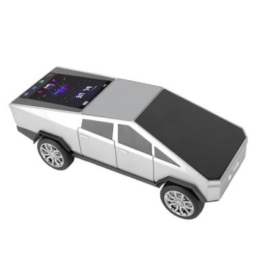 Imagem de Serounder Alto-falante Réplica de Caminhonete, Alto-falante Bluetooth Portátil Com Tela e Luz de Festa LED, Microfone Integrado, Rádio FM, Suporta Reprodução USB TF (SILVER)