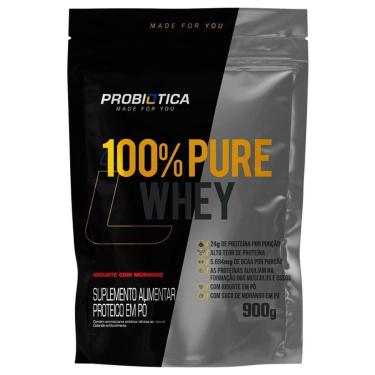 Imagem de 100% Pure Whey - 900g Refil Iogurte Com Morango - Probiótica-Masculino