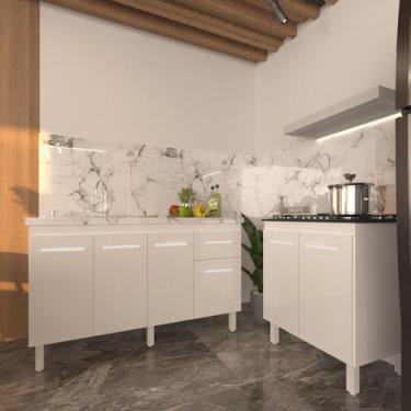 Imagem de Balcão Armário Gabinete Para Pia 138 cm Camila e Balcão Para Cooktop 5