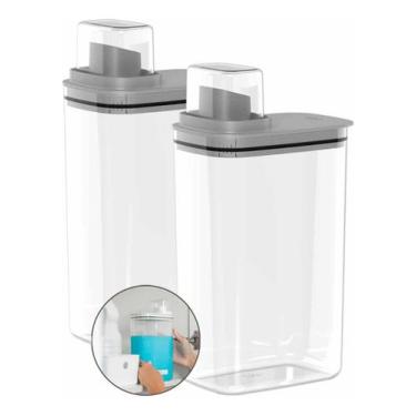 Imagem de 2 Organizador Dispenser 2,3l Amaciante Lavanderia Cor Chumbo - Ou