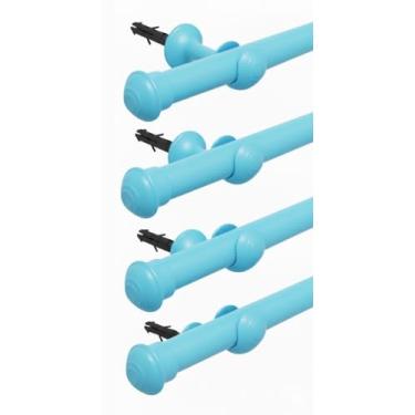 Imagem de Varões de Madeira Para Cortina Simples 2,00 Metros 19mm Varão Ponteira e Suporte Completo varão de cortina para Casa Sala Quarto(4 Azul)