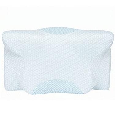 Imagem de SPXMQSS Travesseiro ortopédico de pescoço para dormir, travesseiro ergonômico para suporte de dor no pescoço e ombro, almofada de espuma viscoelástica de contorno lento anti-ronco para quem dorme de