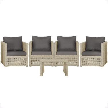 Imagem de Mesa E 4 Poltronas Madri Corda Náutica Estofado 11 Trama Rami