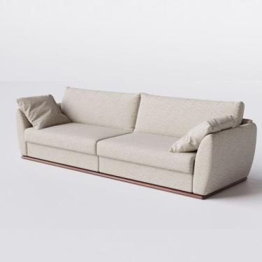 Imagem de Sofá Living Fixo Suécia 2,56m em Linho Mescla Bege - Home Mobily