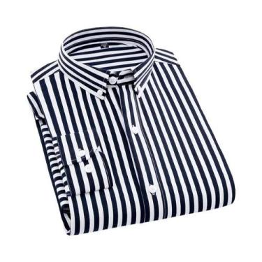 Imagem de Camisa Social Masculina De Manga Longa Antirrugas Listrada Para Escrit