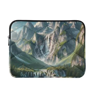 Imagem de Capa acolchoada para laptop, montanhas cachoeira, à prova de choque, capa protetora para notebook de 13 polegadas