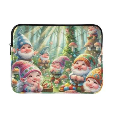 Imagem de Capa acolchoada para laptop, gnomos fofos, amigos, verde, à prova de choque, capa protetora para notebook bolsa para laptop de 13 polegadas