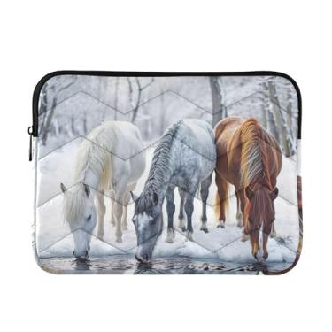 Imagem de Capa protetora para notebook elegante cavalos brancos à prova de choque capa para tablet pasta de transporte, 15-15,6 polegadas
