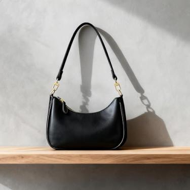 Imagem de Bolsa de ombro feminina fofa Hobo bolsas e bolsas retrô clutch underarm, Preto