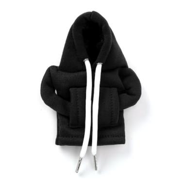 Imagem de Capa de capuz universal com botão de mudança de carro bonito decoração de interiores automotivo mini acessório de moletom (preto)