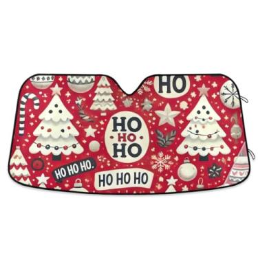 Imagem de Árvores de Natal e HO Red Car Para-brisas Para-brisas Refletor UV Auto Front Window Sun Shade Mantém Seu Veículo Fresco