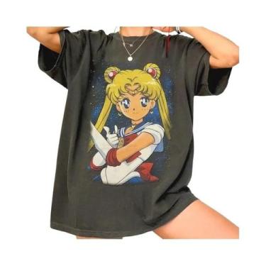 Imagem de Camiseta Gráfica Retro Sailor Moon Dos Anos 90, Verão, Algodão, Moda C