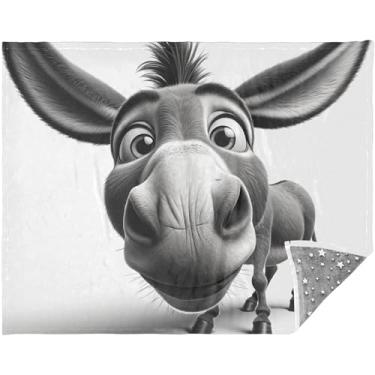 Imagem de TSENQUE Cobertores engraçados de burro fofo para cama de presente de sofá para sofás 177,8 cm x 139,7 cm vaca grande sofá confortável