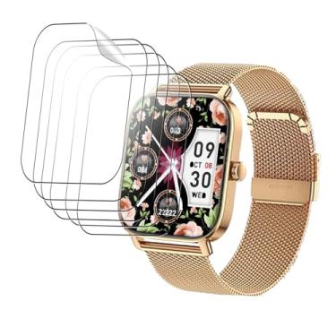 Imagem de Oshmirian Pacote com 6 protetores de tela para Smart Watch Paukila P91 de 4,7 cm – Película TPU 6H, antiarranhões, anti-impressões digitais, sem bolhas, inquebrável, à prova de poeira, sensível ao