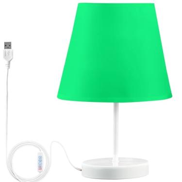 Imagem de TSENQUE Candeeiro de mesa de cabeceira floral personalizado, lâmpadas de cabeceira USB para mesinhas noturnas, lâmpadas decorativas de LED reguláveis para quarto verde primavera
