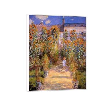 Imagem de Claude Monet Famosa arte de parede impressões em tela prontas para pendurar no jardim em V theuil 2-quadro branco para decoração de sala de estar 70 x 90 cm 27 x 35 pol