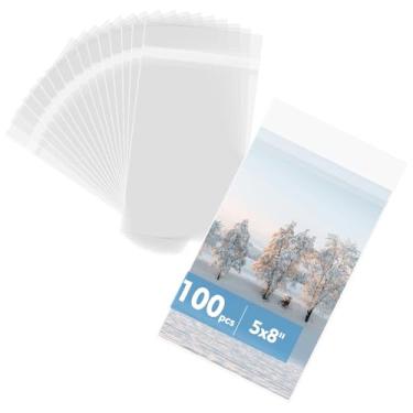 Imagem de Mat Board Center Sacos de armazenamento com mangas cristalinas de 12,5 x 20,3 cm, pacote com 100 sacos de celofane autovedantes para impressões 10 x 23 cm, fotos, cartões