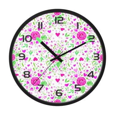 Imagem de CEBUGI Relógio de parede com luz noturna de 30,5 cm que brilha no escuro com sensor de voz, padrão floral, relógios de parede operados por bateria para decoração de quarto e sala de estar