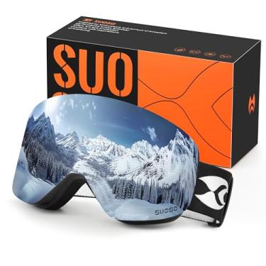Imagem de suoso Óculos de esqui OTG para homens e mulheres, óculos de snowboard magnéticos sem moldura, proteção UV400, óculos de neve