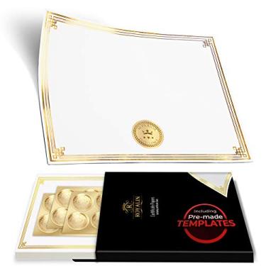 Imagem de Papel com certificado profissional 8,5 x 11 W de vedação, borda dourada – papel de diploma impresso, Gold Foil, Certificate Paper 8.5 x 11 Inches