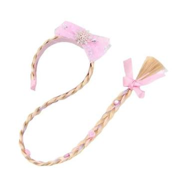 Imagem de Tiara De Princesa Com Flores Para Meninas, Peruca Longa Com Trança, Fa