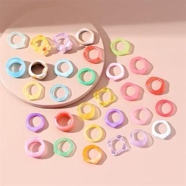Imagem de Anéis de acrílico femininos grossos coloridos, 21Set, Resina, Sem pedra preciosa