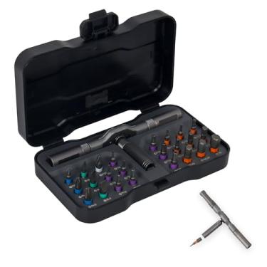 Imagem de Conjunto de chaves de fenda catraca 24 em 1, brocas magnéticas de precisão com alça e estojo destacáveis, kit de mini chave de fenda multiuso para bricolage, reparo doméstico