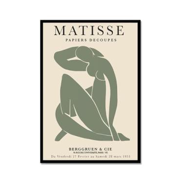 Imagem de Impressão de arte de parede verde sálvia Matisse arte de parede abstrato mercado de flores Picasso exposição pôsteres em tela minimalista linha arte folha boho decoração de quarto (SKU1,20.3x30.5 cm =