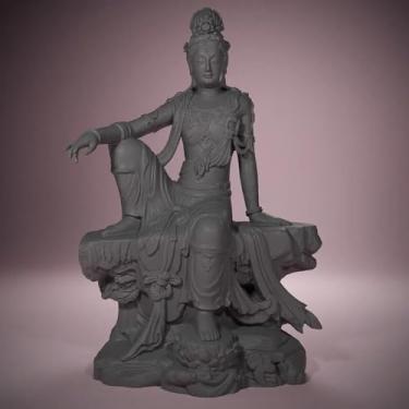 Imagem de FENNYYAR Kuan-Yin Estátua de Buda Escultura Guanyin, 7 cm 7 cm, Ornamento Artesanal de Resina Bodhisattva
