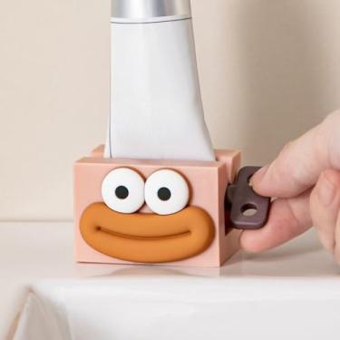 Imagem de Suporte para espremedor de tubo de desenho animado - Pasta de dente de banheiro/suporte de rolo de lavagem facial com base de almofada